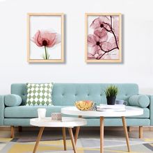 现代简约装饰画客厅壁画花卉透明玻璃画北欧风格实木抽象植物挂画