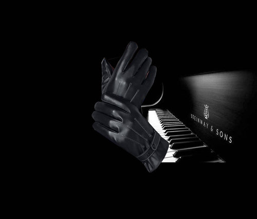 New Men's Velvet Thickened PU Warm Gloves Fashionable Three-String Winter Cycling Touch Screen Winter Gloves Outdoor