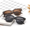 Sunglasses, trend metal glasses, square decorations solar-powered, European style, wholesale