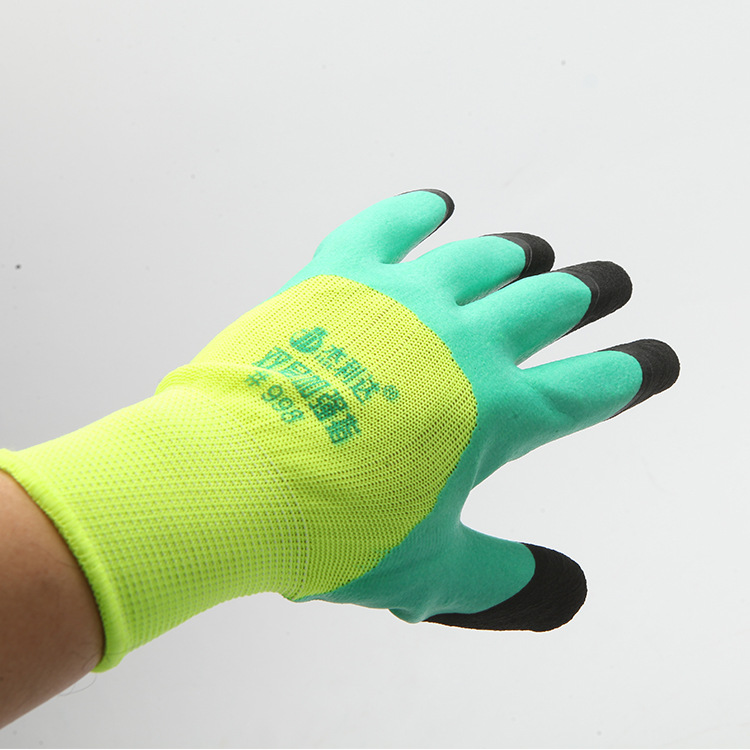 13 pines colgando pegamento guantes de inmersión de nitrilo guantes de protección laboral reforzado dedo espuma de látex taller de seguridad guantes antideslizantes