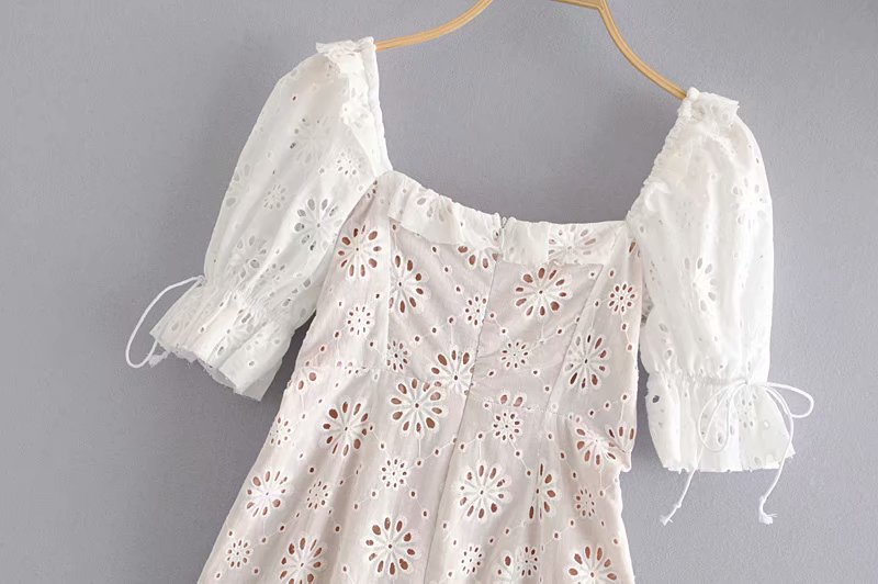 summer heavy industry custom full lace embroidery sun flower lace dress NSAM5247