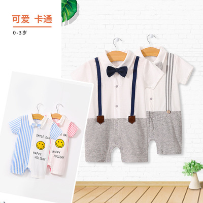 夏季短袖婴儿哈衣 新款新生儿连身衣 薄款宝宝衣服厂家直销现货|ru