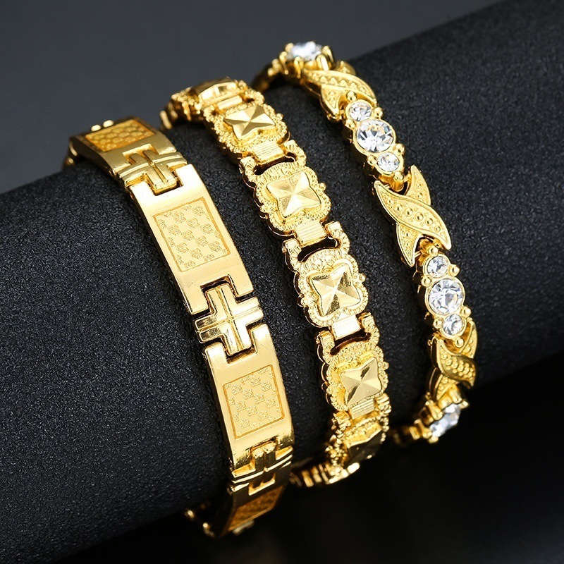 Couple Alloy Plating 18k Gold Magnetic Adjustable Bracelet display picture 2