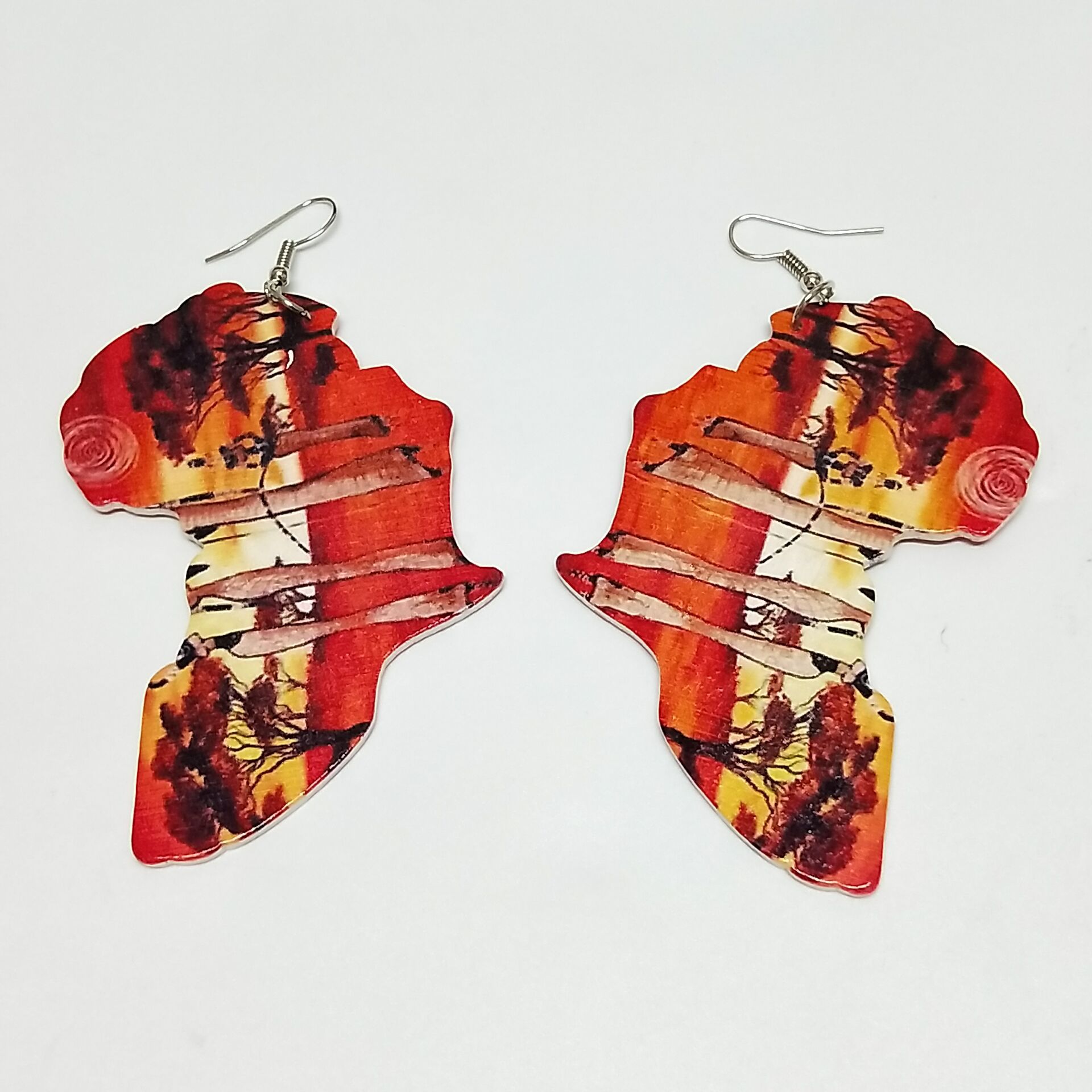 Ethnic Double-sided Printing Wooden Earrings display picture 9