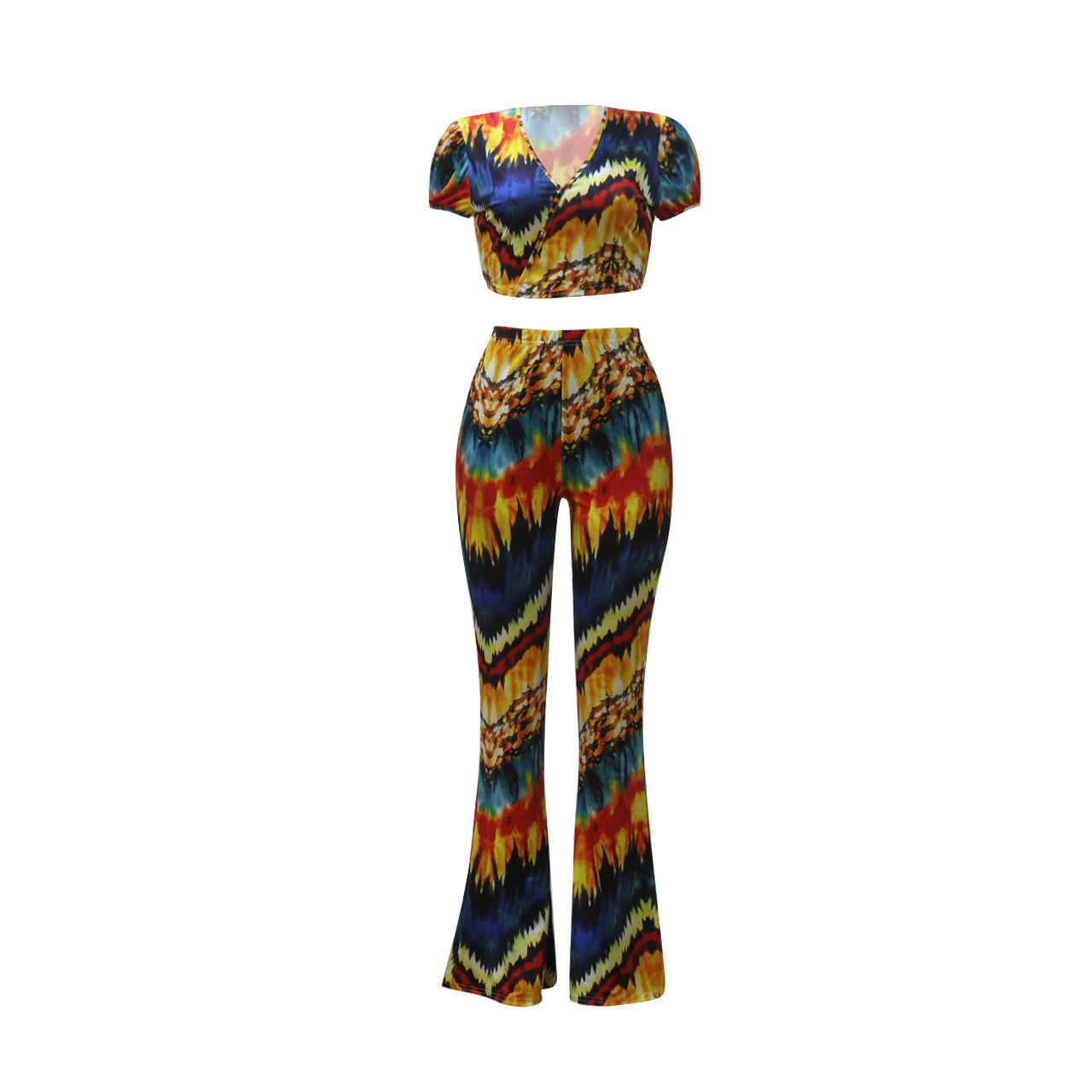 print short-sleeved flared trousers set NSNK64916