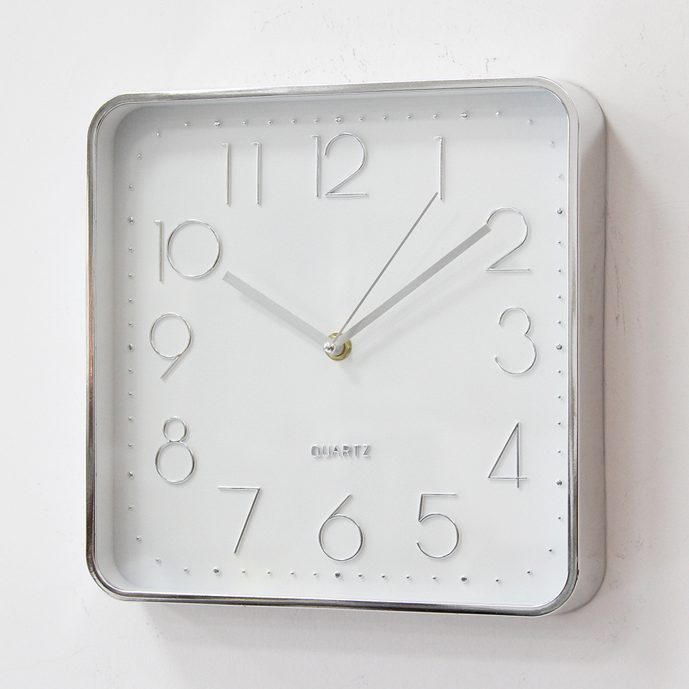 Reloj de pared cuadrado nuevo con letras termoimpresas - Estilo moderno, simple y creativo - Silencioso - Para dormitorio y sala de estar