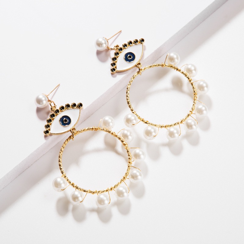 Pendientes New Devil&#39;s Eye Pendientes Fashion Punk Style Pearl Earrings Para Mujeres display picture 5