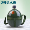 Green old-fashioned capacious handheld teapot