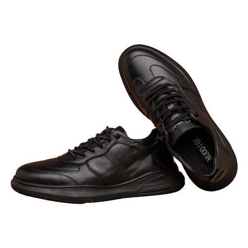 Men's first-layer cowhide thick-soled shoes, comfortable and breathable low-top casual shoes, shallow rubber outsole business leather shoes