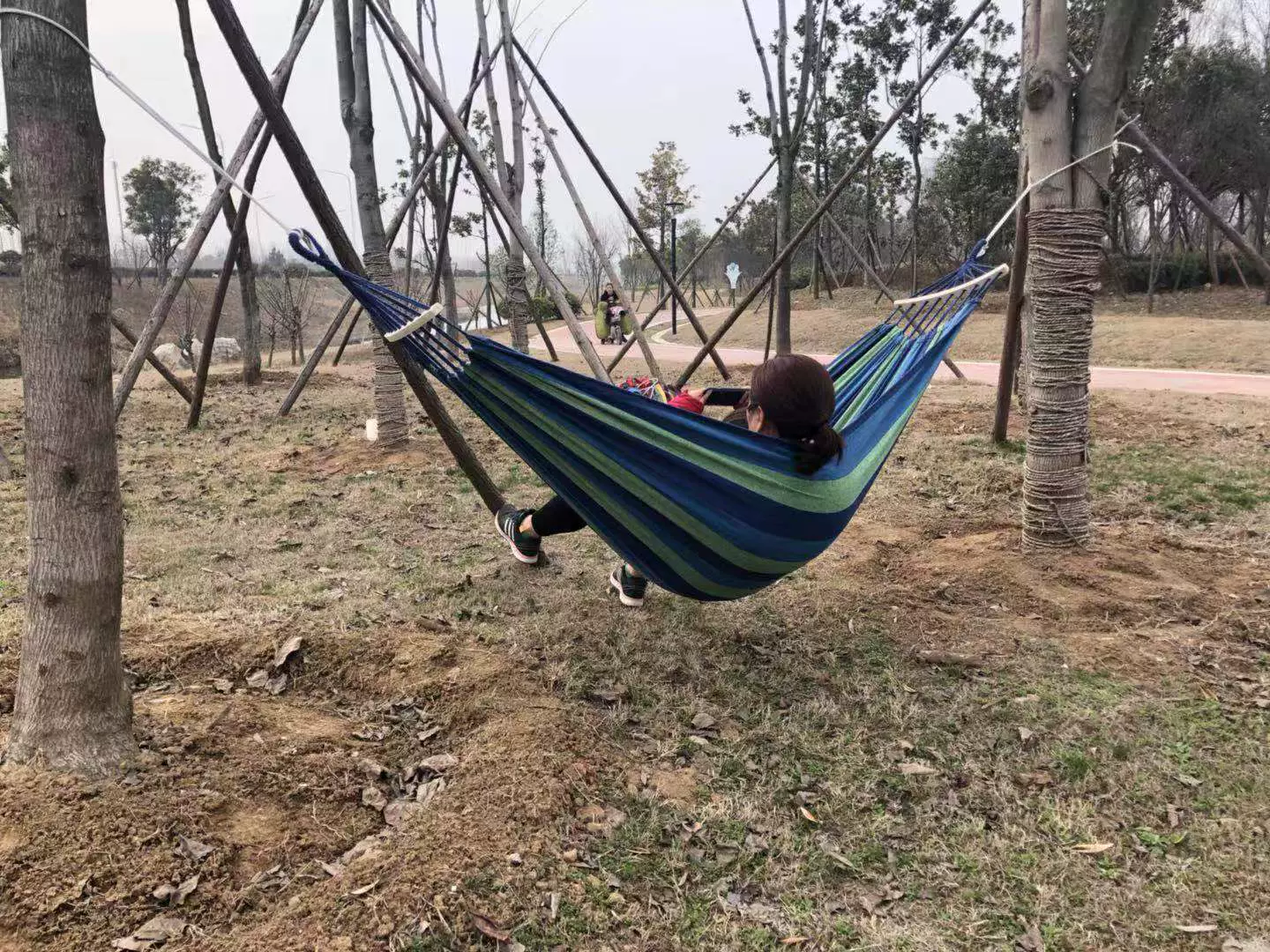 户外野营专用加厚帆布吊床防侧翻吊床