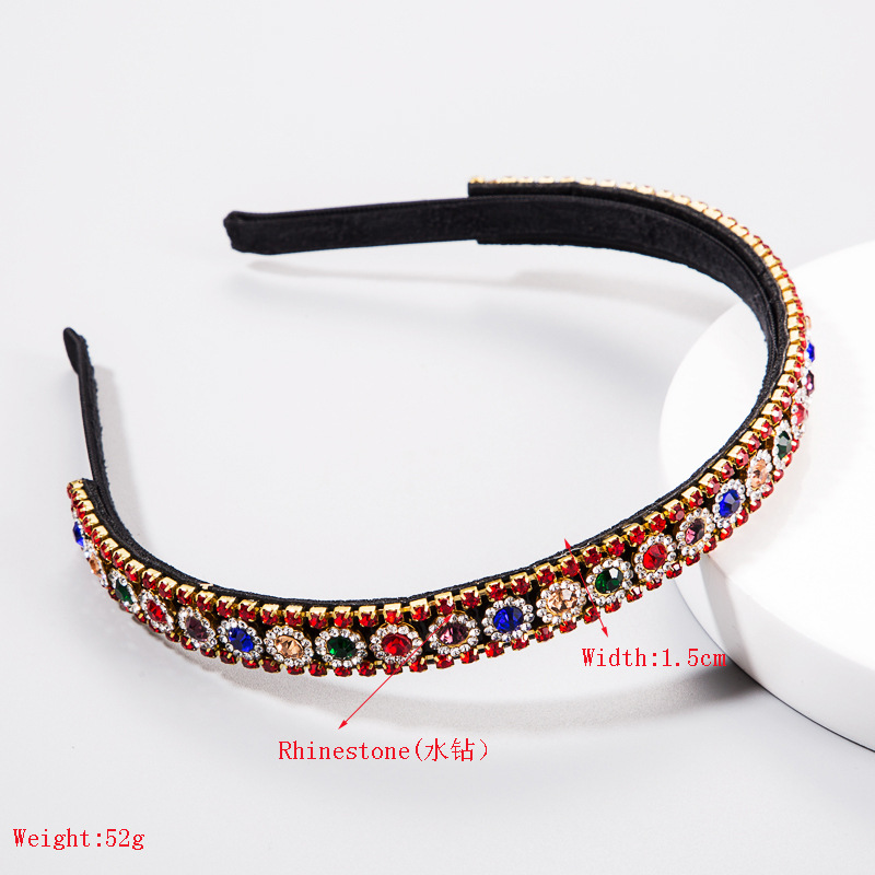 Korean Version Of The Imported Headband Women&#39;s Color Rhinestones Super Flash Simple Temperament Wild Europe And The United States Party Alloy Headband Hair Accessories display picture 1