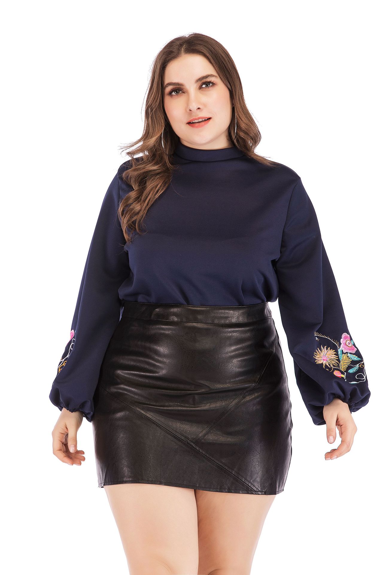 Embroidered Floral Sleeve T-Shirt