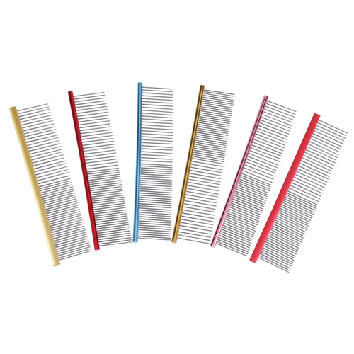 Dog comb Teddy straight comb Bichon Frize iron comb large and small dog and cat comb pet grooming color steel comb