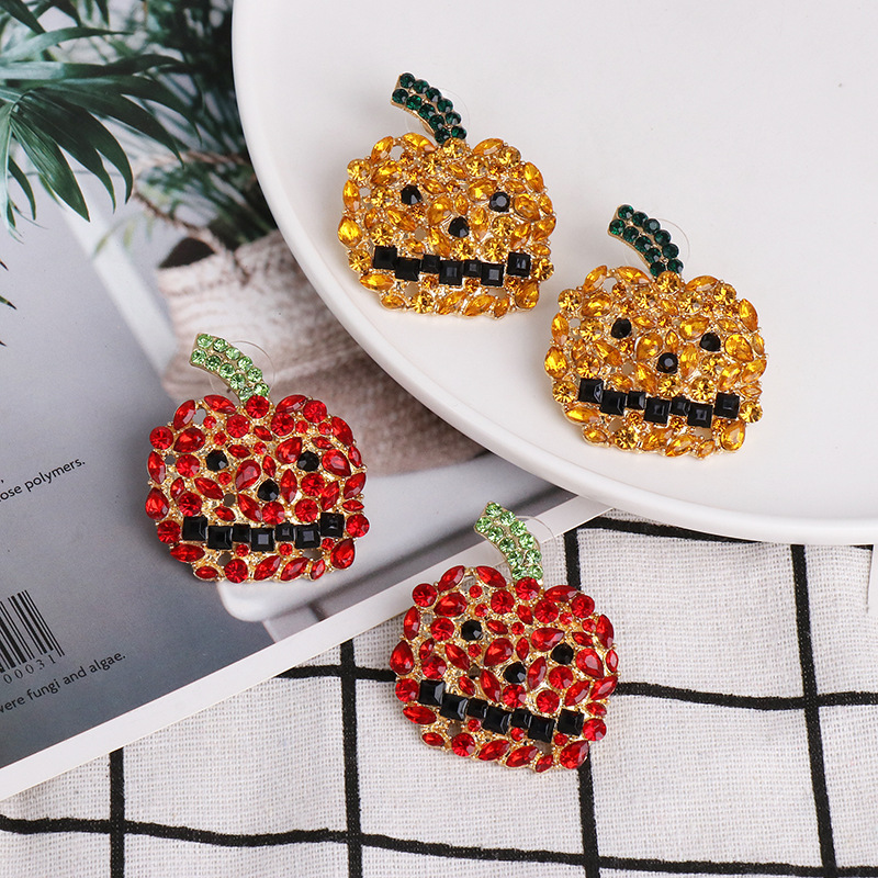 Horror Halloween Orange Pumpkin Ghost Combination Earrings Wholesale Nihaojewelry display picture 3