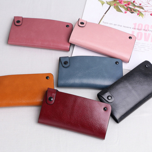 Long PU large capacity rotating multi-card slot business card ID card holder female card holder leather case
