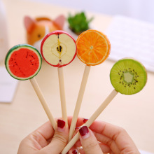 日韩文具创意仿真水果造型棒棒糖圆珠笔 糖果塑料工艺个性笔批发