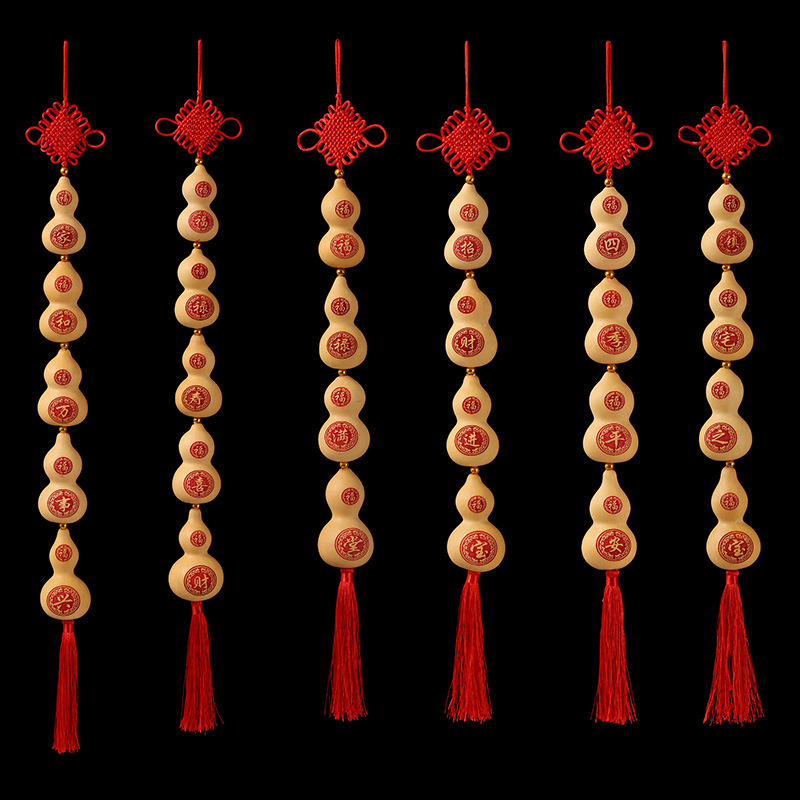 雕刻葫蘆串窗簾門面玄關家居挂飾手撚葫蘆挂件門簾天然小葫蘆挂件