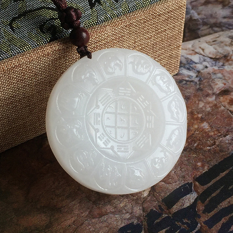 Amulet for men and women white jade