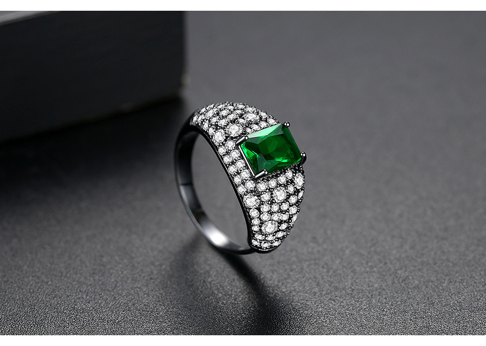 Moda Pavé Principal Piedra Verde Anillo Damas display picture 4