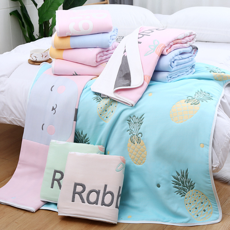 秋冬新款棉厚8層紗布童被嬰兒浴巾寶寶抱被兒童蓋毯被子批發