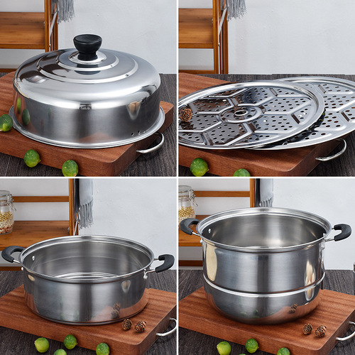 Stainless steel single-layer steamer, double-layer steamer, three-layer steamer, large-capacity household steamer, soup pot