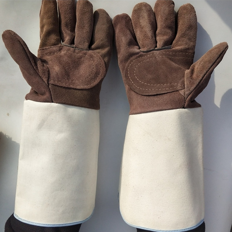 帆布脖牛皮层加托电焊手套
