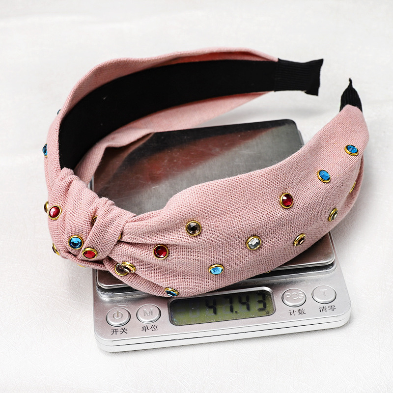 Headband Female Color Diamond Cotton Linen Headband Hair Accessory display picture 3