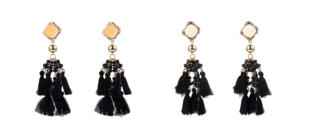 Fashion Acrylic Tassel Multi-layer Woven Earrings Wholesale display picture 4