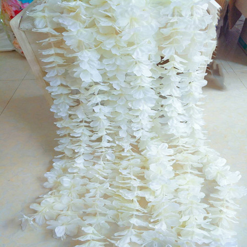 New Style Artificial Flower Vine with Five-Petaled Orchid-like Blossoms, Silk Flower Chains for Wedding Decorations and Arrangements, Ballroom Flower Vine Sticks, Home Ceiling Hangings