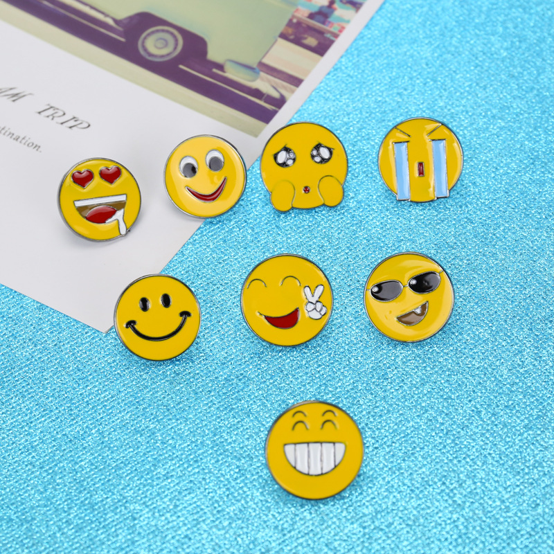 Creative Cartoon Smiley Face Funny Expression Dripping Oil Alloy Brooch display picture 1