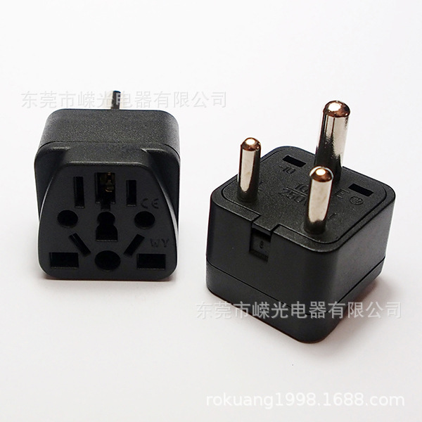 WY-10 小南非电源转接头三圆脚美标极性孔南非插头多功能转换器