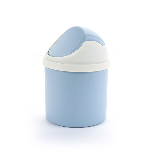 Creative swing-lid mini trash can desktop with lid plastic paper basket home office small storage bucket Yiwu