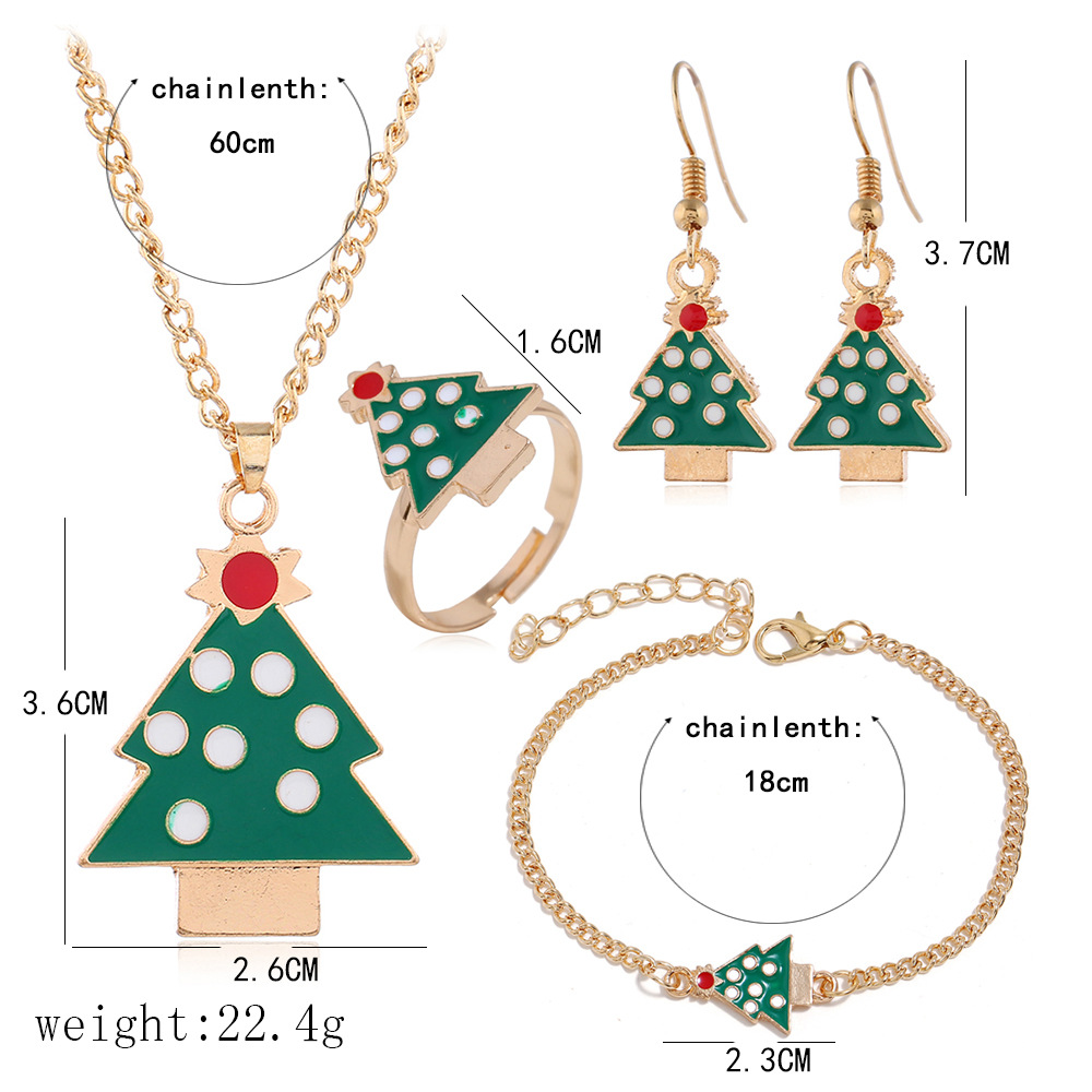 Fashion Santa Claus Alloy Enamel Women's Bracelets Earrings Necklace 1 Set display picture 4