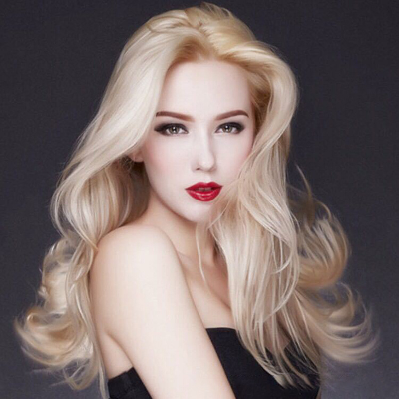 Cinderella wig Cinderella European and American anime wig cosplay table performance points light blonde long curly hair