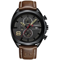 Curren/Carren's new 8324 men's watch, belt waterproof watch, six-pin watch, calendar men's watch