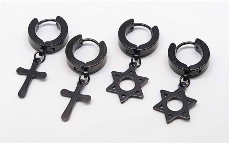 1 Piece Casual Cross Plating Titanium Steel Earrings display picture 2