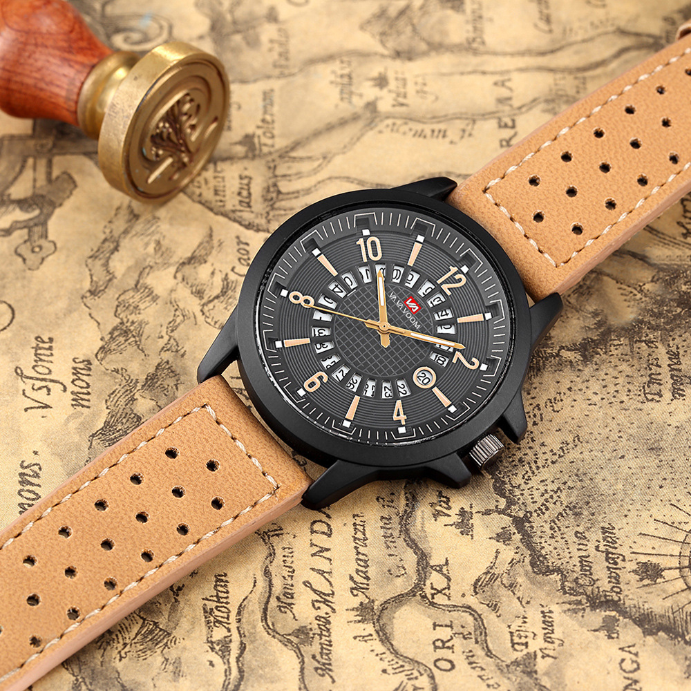 VA VA VOOM Orologio sportivo con calendario creativo marrone JOOM Orologio da uomo traspirante con cinturino piccolo foro_voghion.com