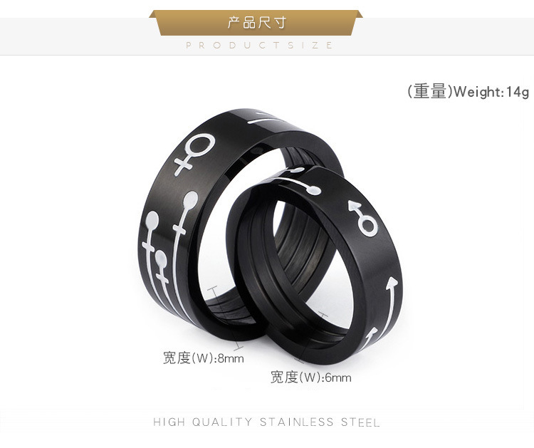 14g Weight Festival Occasion Titanium Steel Material Geometric Pattern Couple Gender Plating Design Korean Version Of New Stainless Steel Jewelry Fashion Personality Black Couple Ring Wholesale 1