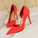 830-3 European and American style slim high heel silk satin shallow mouth pointed side hollow sexy nightclub slim single shoes high heels