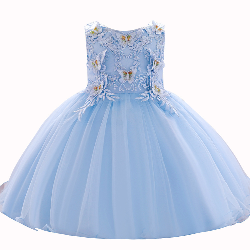 thumbnail image 5 of Vestido de princesa con bordado de mariposas, vestido de algodón de luna llena para niñas, vestido de cumpleaños para niños, 5 of 5