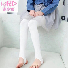 貴族魚2022春季純色黑白灰女童踩腳襪打底褲針織一體不起球中大童
