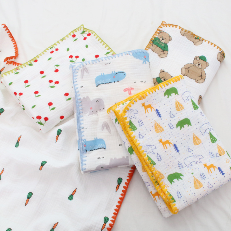 Pure Cotton Cloud feeling gauze bath towel 70*140 crepe hook edge four layer cotton candy gauze children's adult blanket foreign trade Pure Cotton Cloud feeling gauze bath towel 70*140 crepe hook edge four layer cotton candy gauze children's adult blanket foreign trade