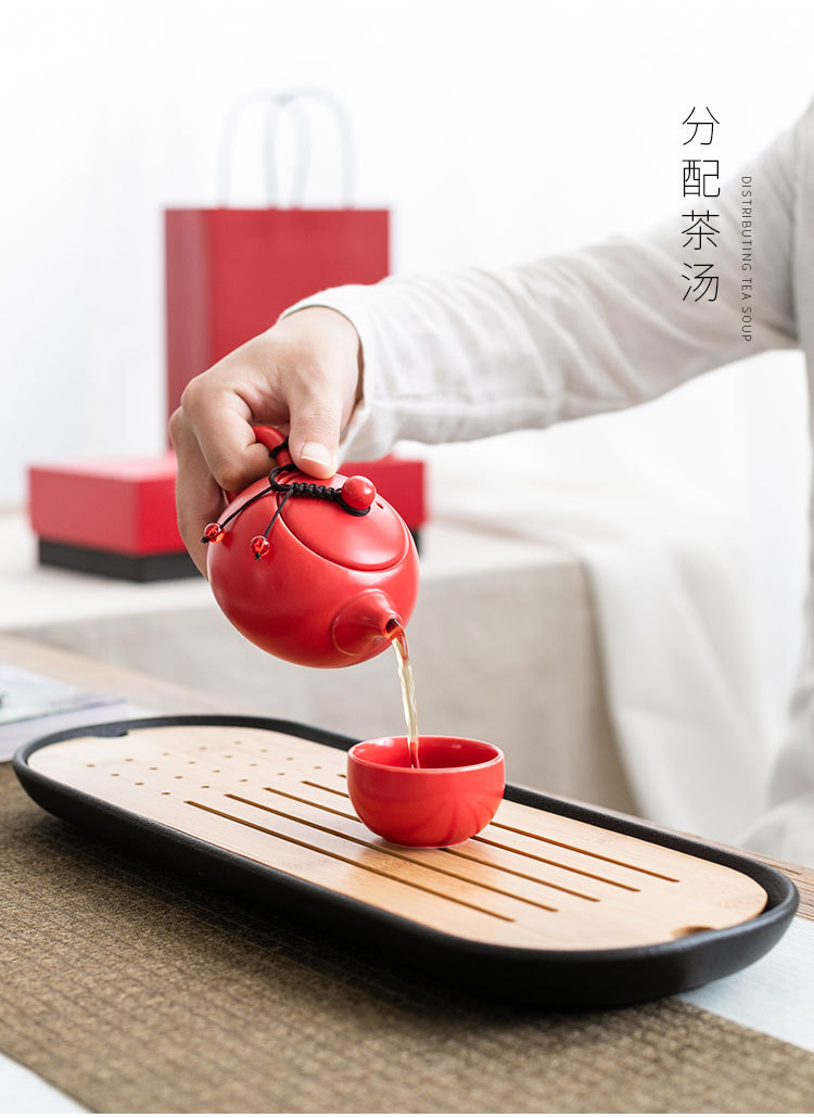 红色陶瓷茶具春节礼品