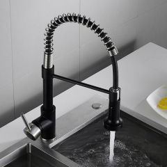 Hai Ming S American Black Polished Finish Pull-out Spring Faucet for Kitchen Sink Model 9009