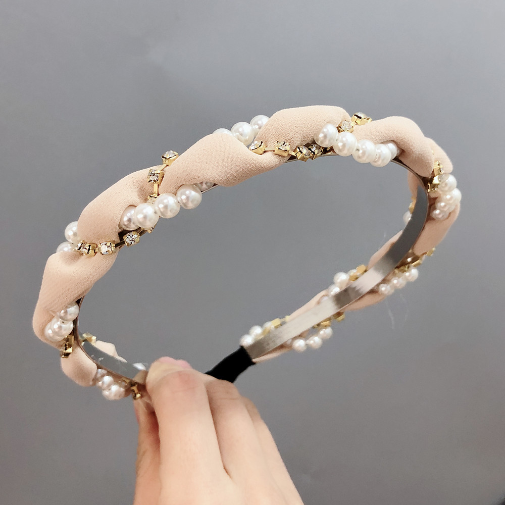 Koreanische Neue Runde Perle Diamant Wellenförmige Stoff Stirnband display picture 20