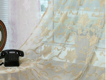 田园牡丹窗纱透明挂钩成品卧室客厅飘窗透光清仓特价遮光窗帘布料