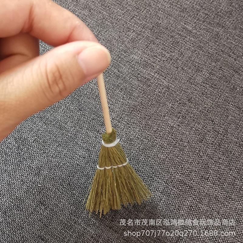 Casa de muñecas accesorios DIY escena modelo miniatura juguete pequeños adornos mini tejida a mano escoba cubo de basura pala