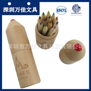 ľͲ�b��ɫ�U�P 12֧��ľͰ���S ӡˢ�͑�LOGO��ľͲ�h������