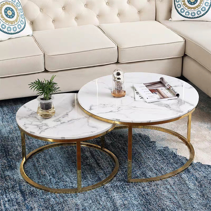 现代简约户型圆几不锈钢大理石轻奢茶几个性设计洽谈桌ins风格