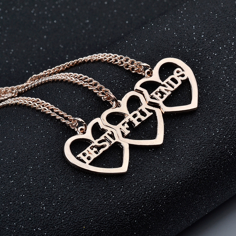 Hot Selling Fashion New  Funds Personality Best Friends Good Friends Three-piece Girlfriends Heart-shaped Necklace Wholesale Nihaojewelry display picture 3